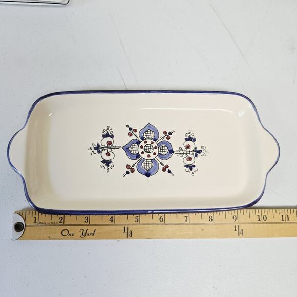 Deruta Italy Serving Tray Platter Plate Art Pottery 11"x5" Trinket Dish CatchAll - Picture 4 of 5